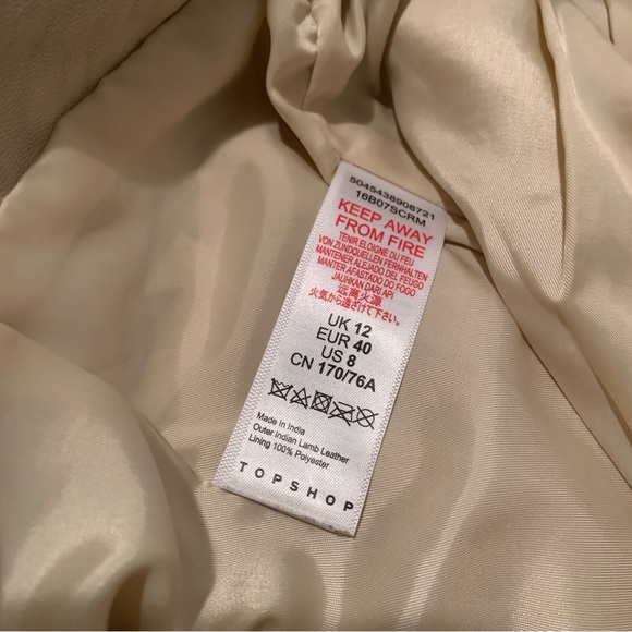 Topshop cream genuine leather high waisted pleated trousers - 8 - Picture 10 of 16